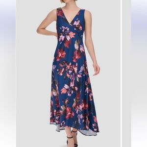 Calvin Klein Pink and Orange Sleeveless A-Line Midi Dress